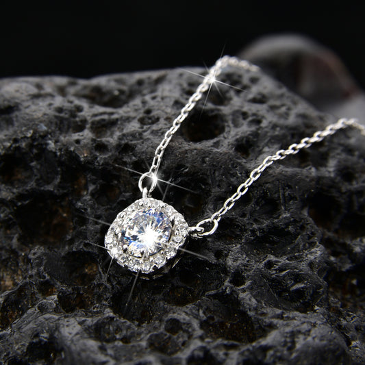 Elegant square zirconia pendant necklace