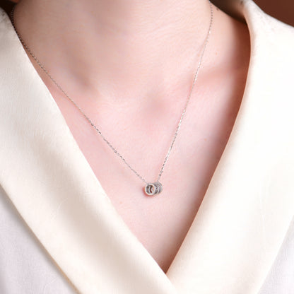 High-end luxury design diamond three-ring necklace