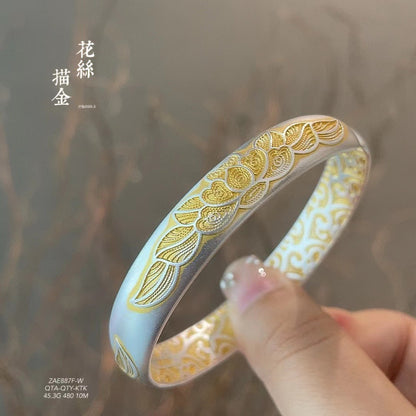 Chinese style gold-painted plum blossom sterling silver bracelet