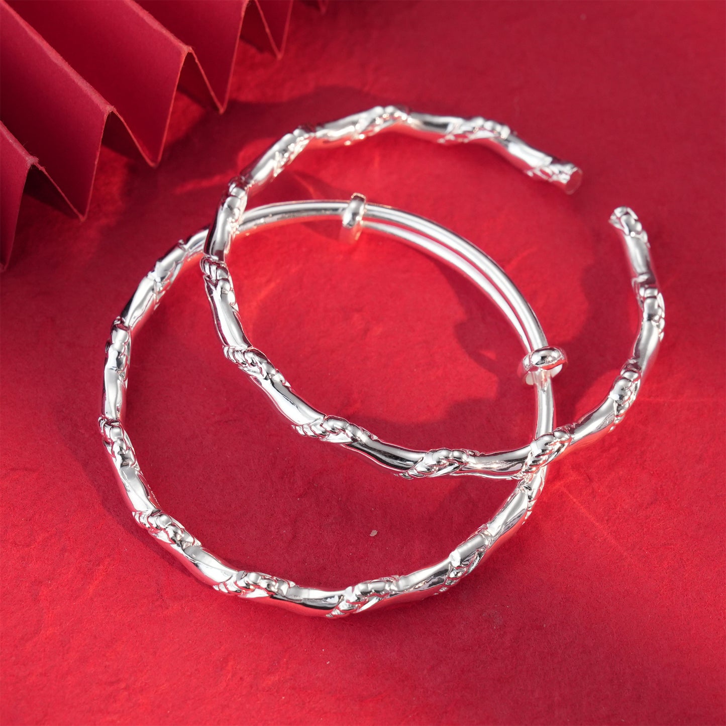 Chinese Braided Wave Sterling Silver Bracelet