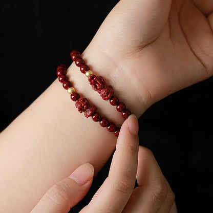 Fashionable New Chinese Style Cinnabar Purple Gold Pixiu Bracelet