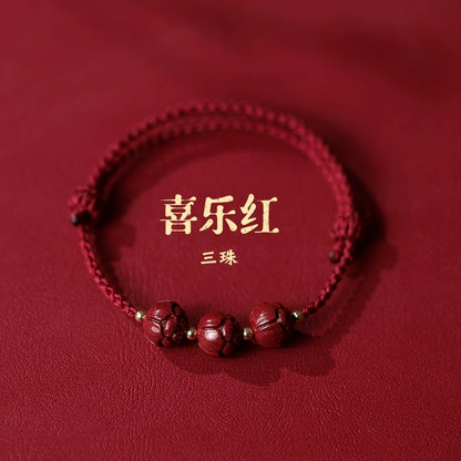 New Chinese style ashore cinnabar lotus red rope braided bracelet