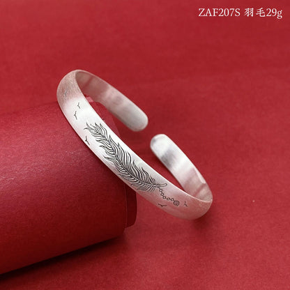 Chinese style feather sterling silver bracelet