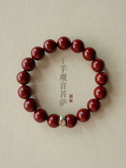 Fashionable new Chinese style cinnabar purple gold sand twelve zodiac sterling silver birth year bracelet