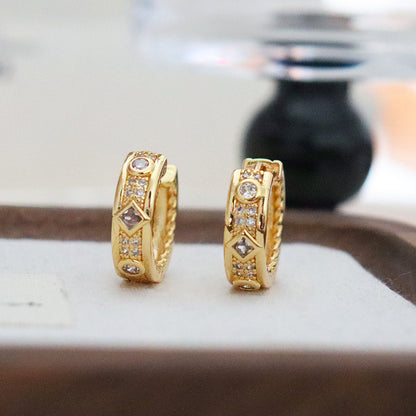 91-Designer gold micro-paved zircon exquisite earrings