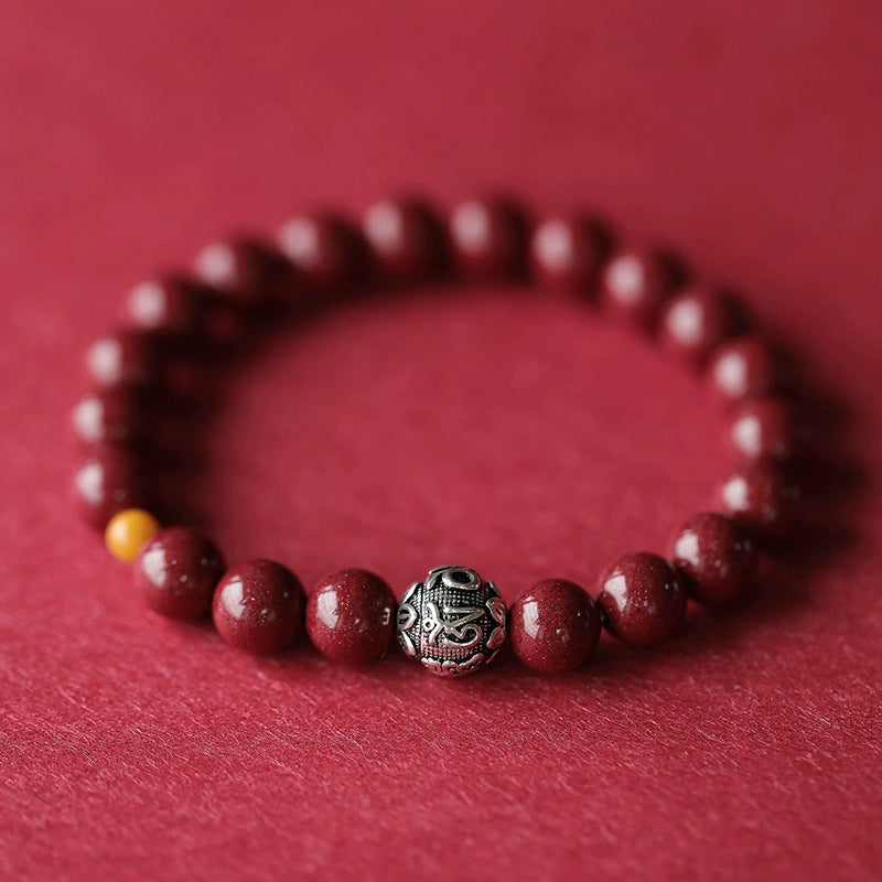 High-end new Chinese style purple gold sand cinnabar red sand bracelet handmade silver bracelet