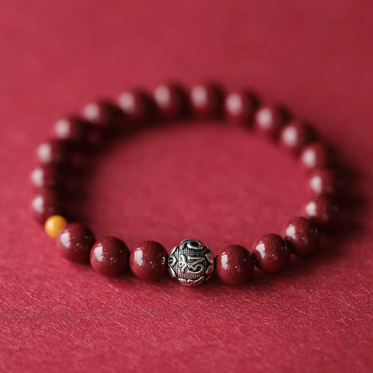 High-end new Chinese style purple gold sand cinnabar red sand bracelet handmade silver bracelet