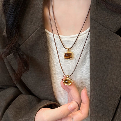 Tiger eye stone necklace long necklace