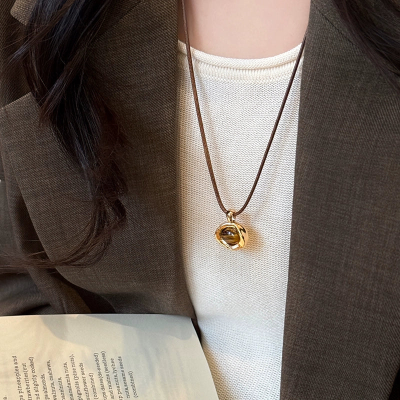 Tiger eye stone necklace long necklace