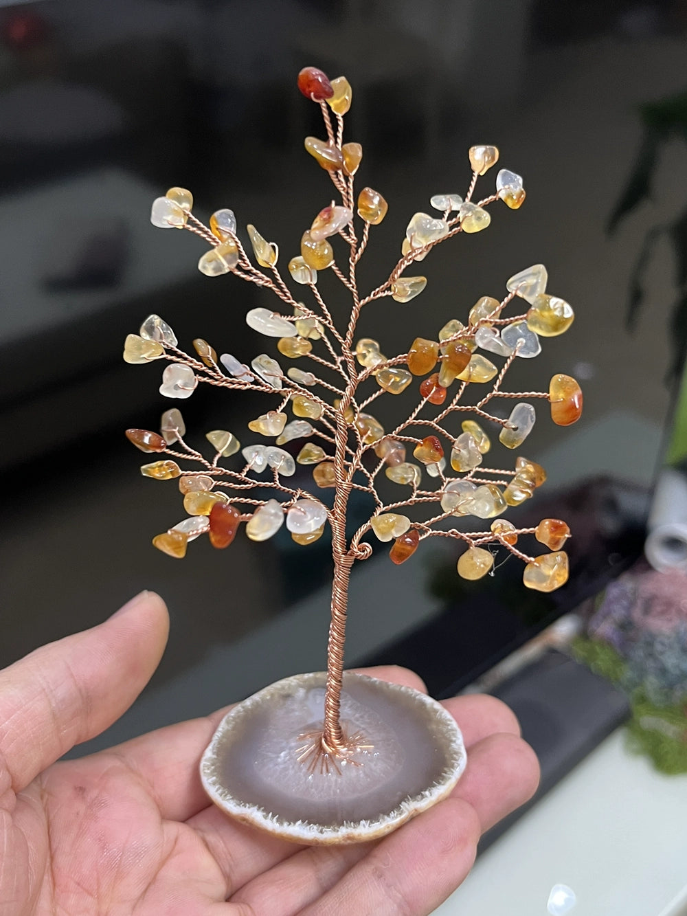 Natural crystal peach blossom fortune tree ornaments