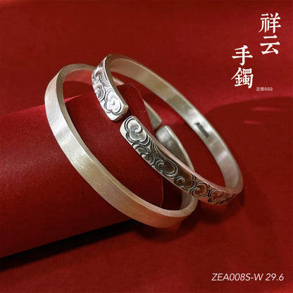 Ancient auspicious cloud sterling silver bracelet