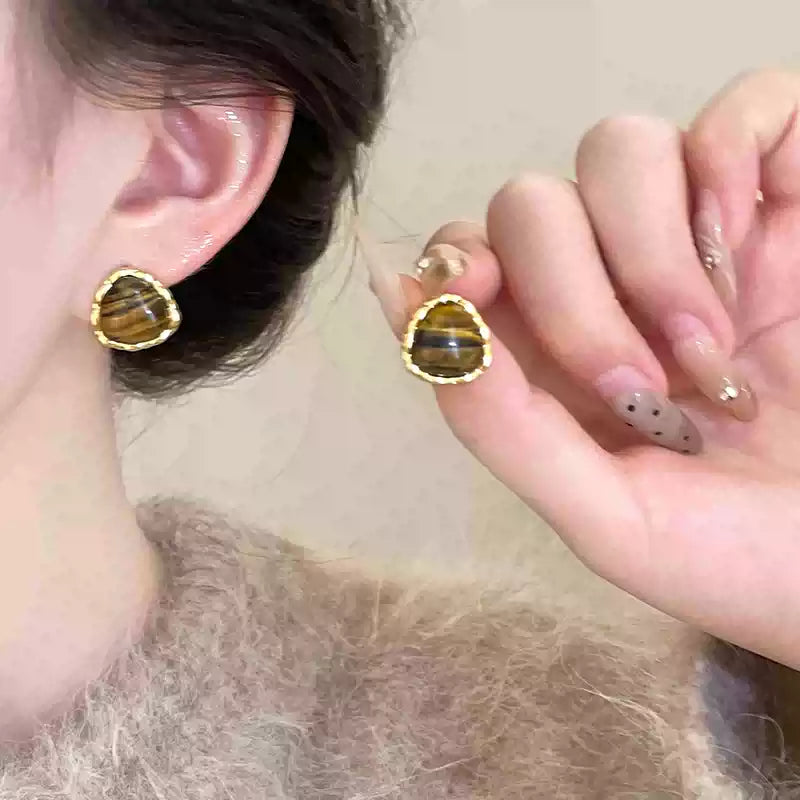 High-end tiger eye stone earrings