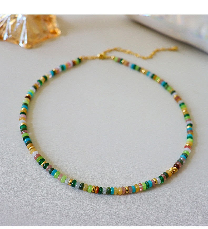 35-High-end exquisite vintage colorful abacus bead necklace