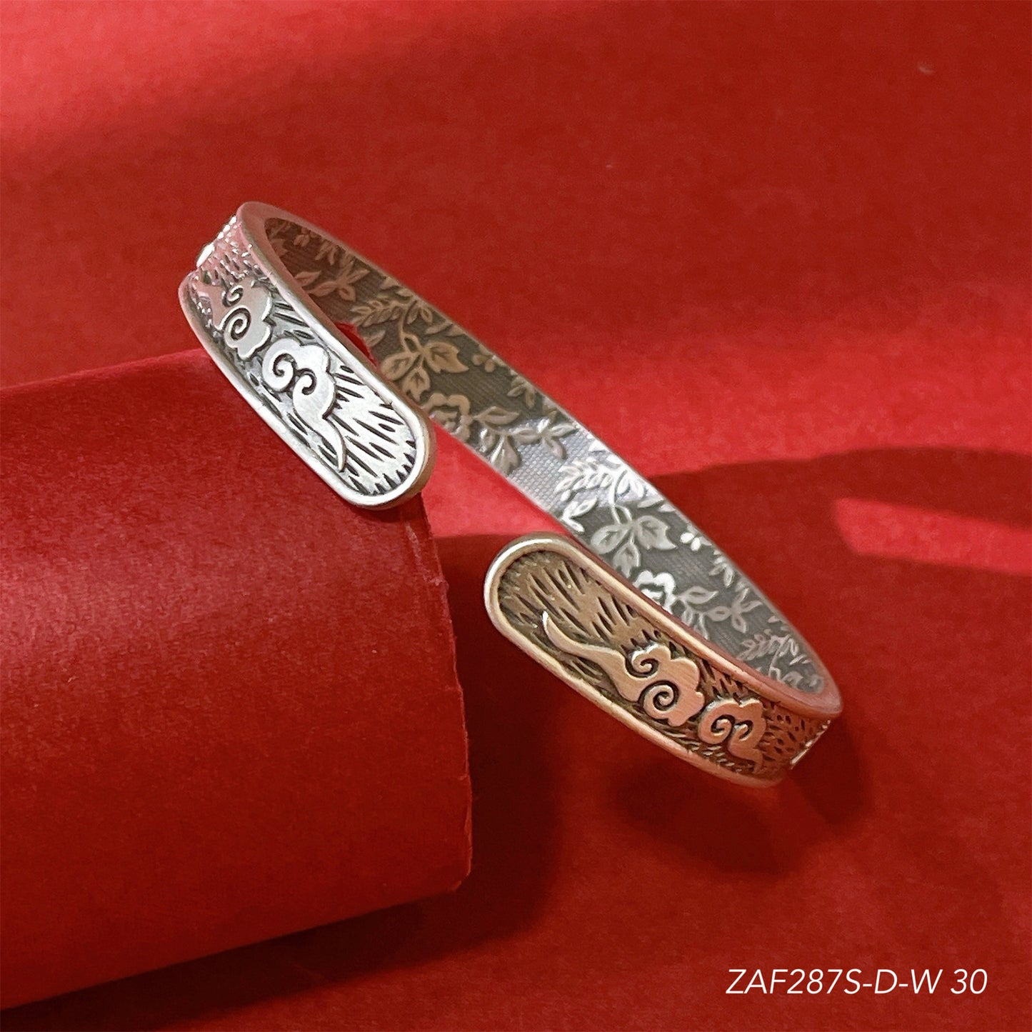 Chinese wide pattern sterling silver bracelet