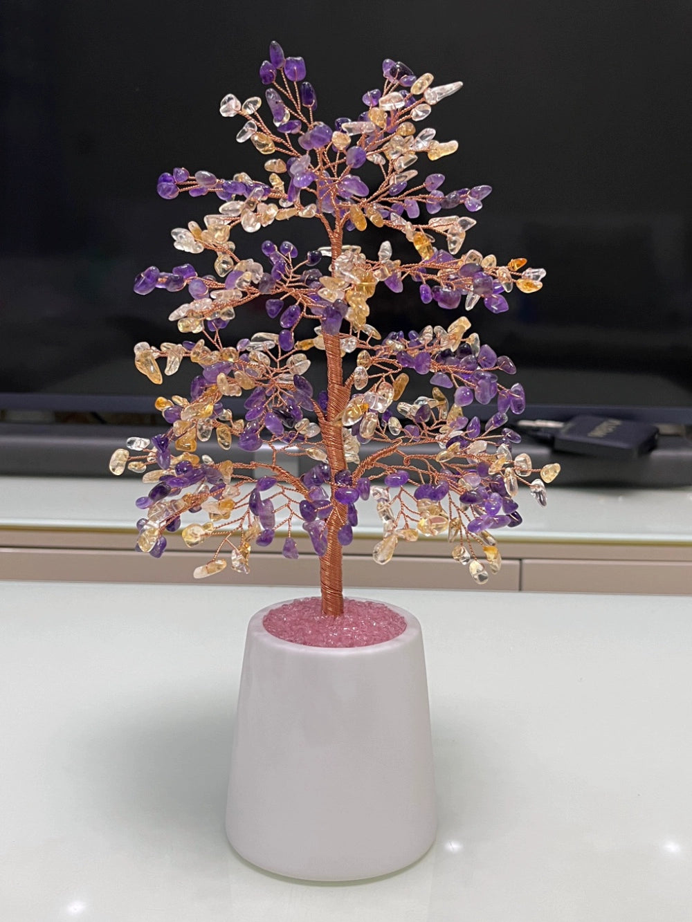 Natural crystal fortune tree light luxury ornaments crafts