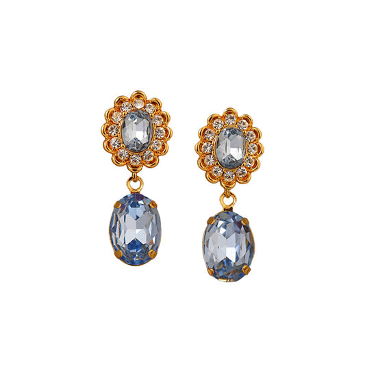 103-Temperament retro exquisite zircon water drop flower earrings