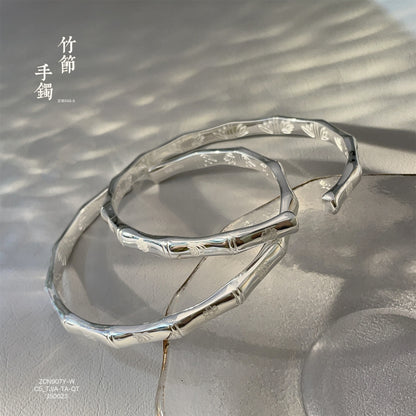 China bamboo open sterling silver bracelet