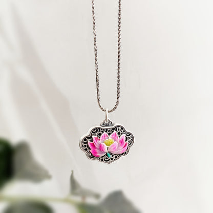 Chinese colorful lotus pendant