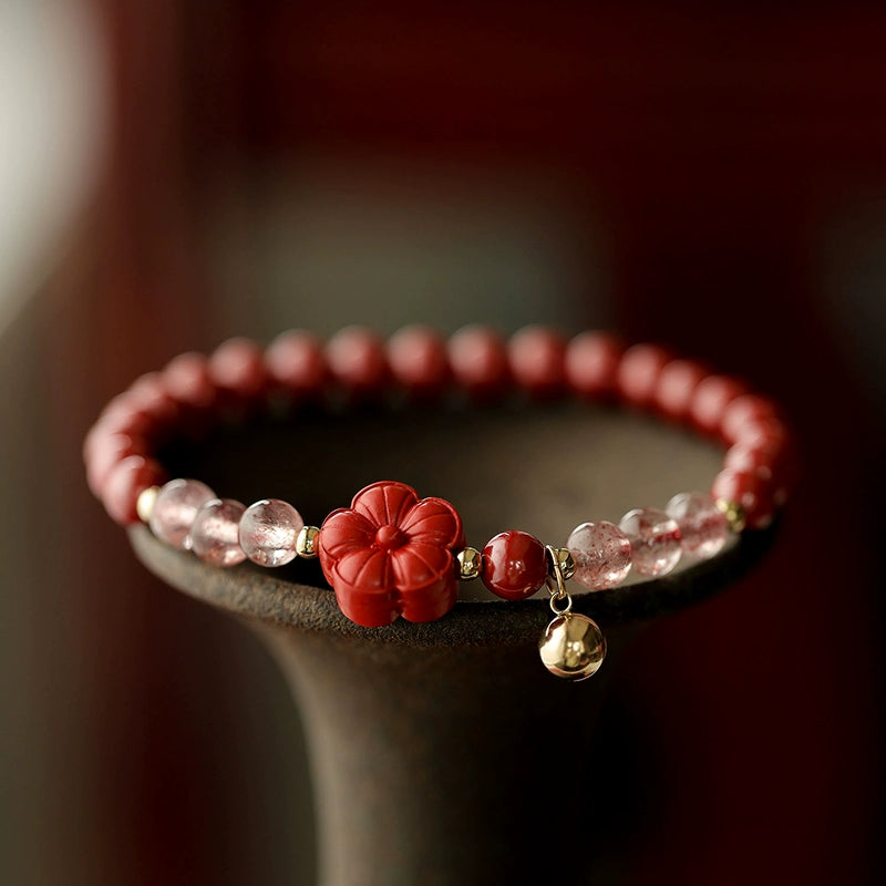 Exquisite Chinese style purple gold sand cinnabar emperor sand bracelet strawberry crystal pink crystal bracelet