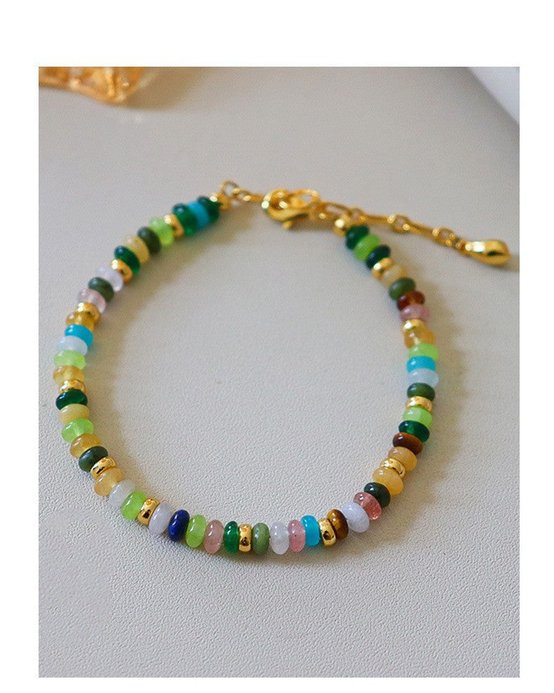 35-High-end exquisite vintage colorful abacus bead necklace