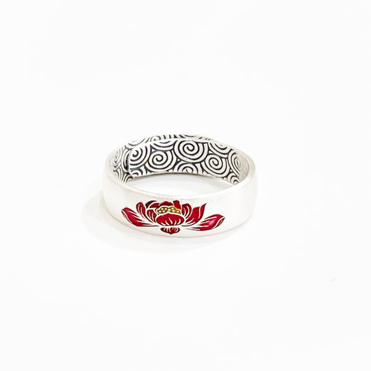 Peony sterling silver ring for men and women