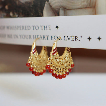 59-Oriental antique exquisite tassel earrings