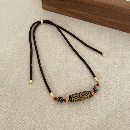 Chinese ethnic style Tibetan nine-eye dzi necklace