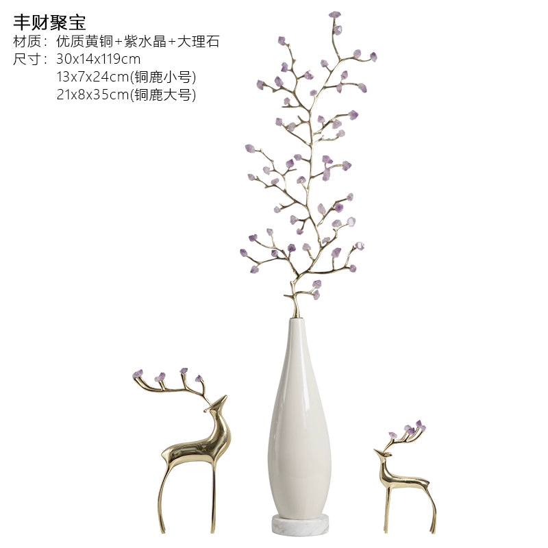 Natural crystal treasure fortune tree ice crack decorative ornaments