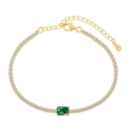 129-Fashion Luxury Emerald Zirconia Tennis Bracelet