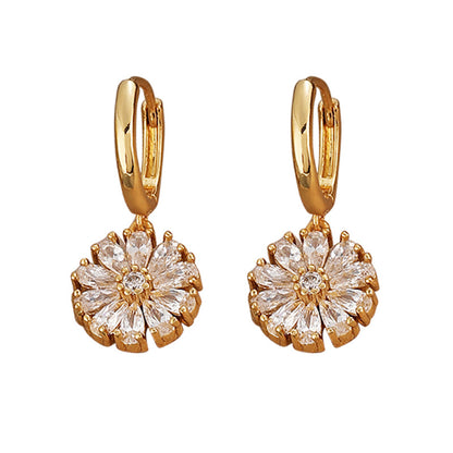 117-Simple and fashionable zircon flower earrings