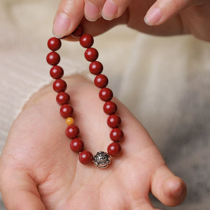 High-end new Chinese style purple gold sand cinnabar red sand bracelet handmade silver bracelet