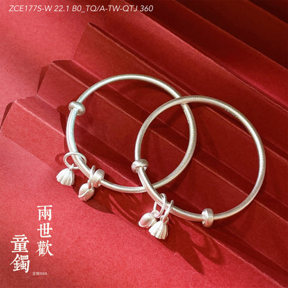 Chinese traditional lotus bud sterling silver bracelet