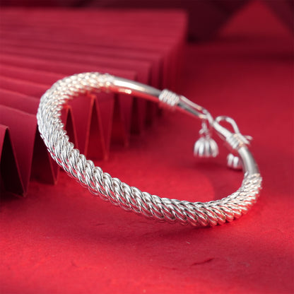 Chinese style braided sterling silver bracelet