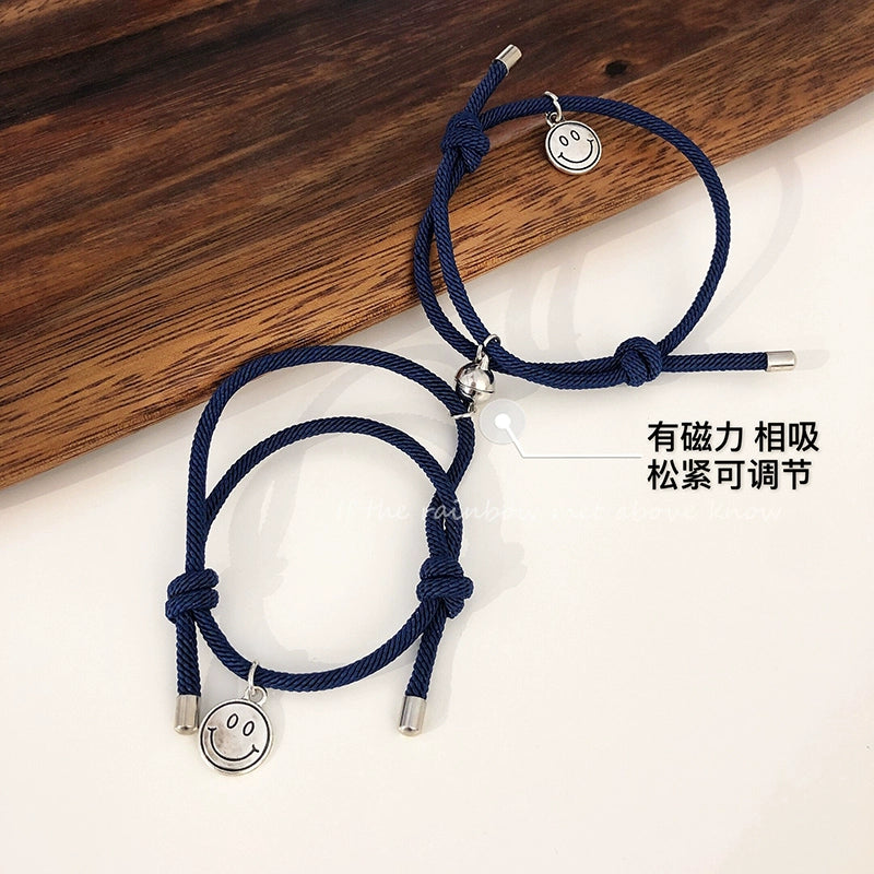 Fashion blue smiley face braided couple bracelet