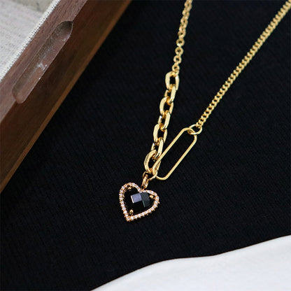 52-High-end black heart necklace for women