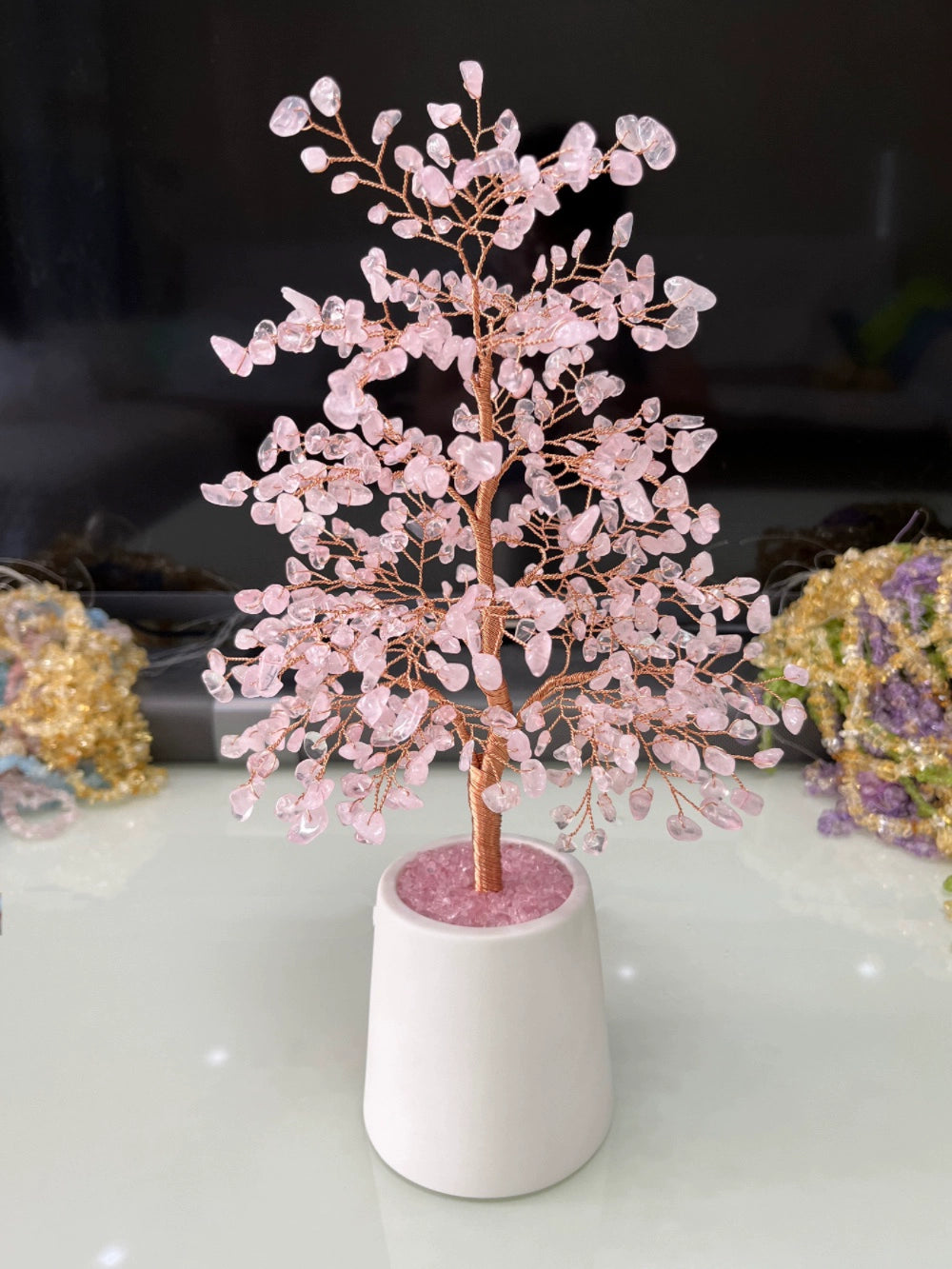 Natural crystal fortune tree light luxury ornaments crafts