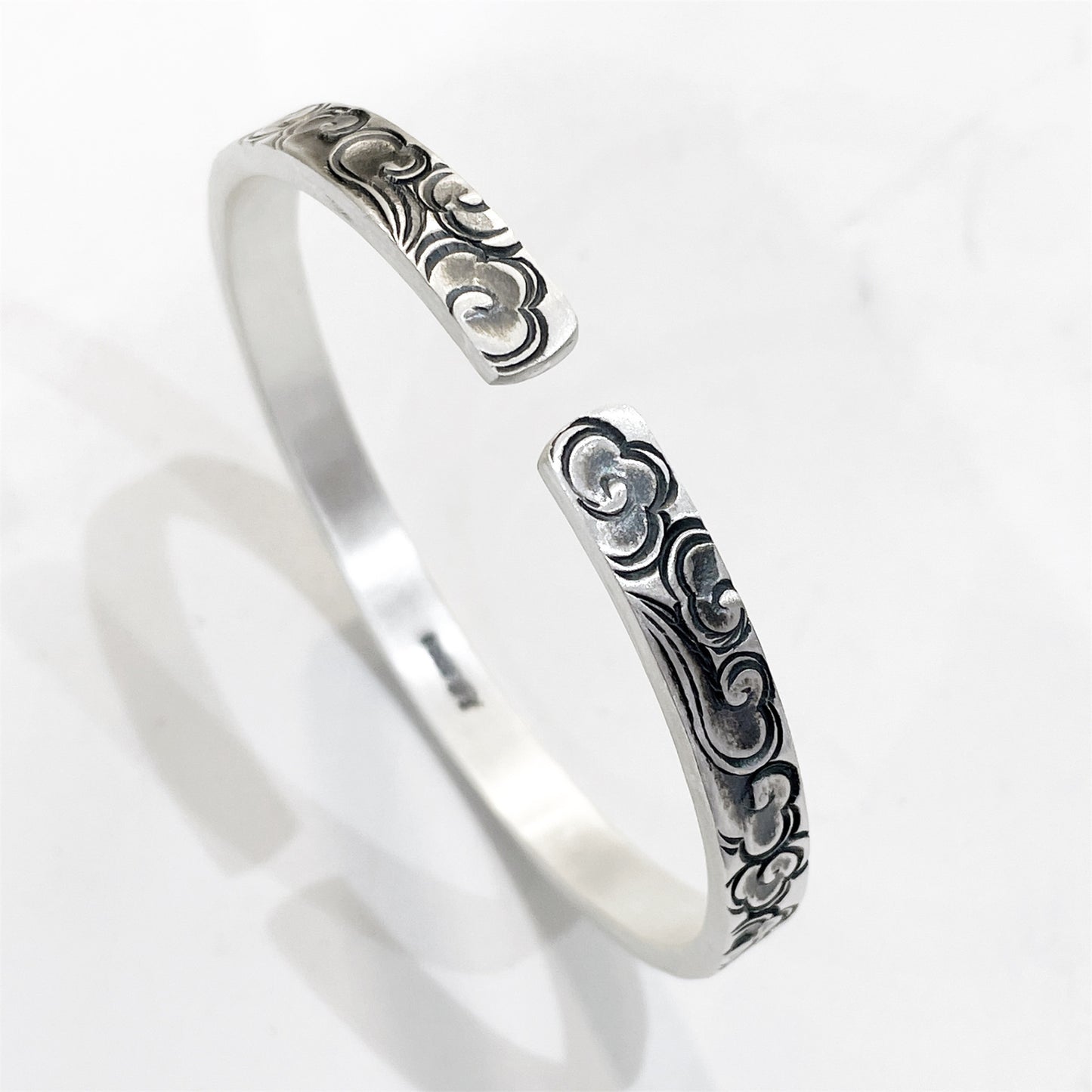 Ancient auspicious cloud sterling silver bracelet