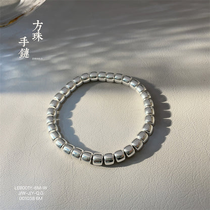 China solid sterling silver square bead bracelet