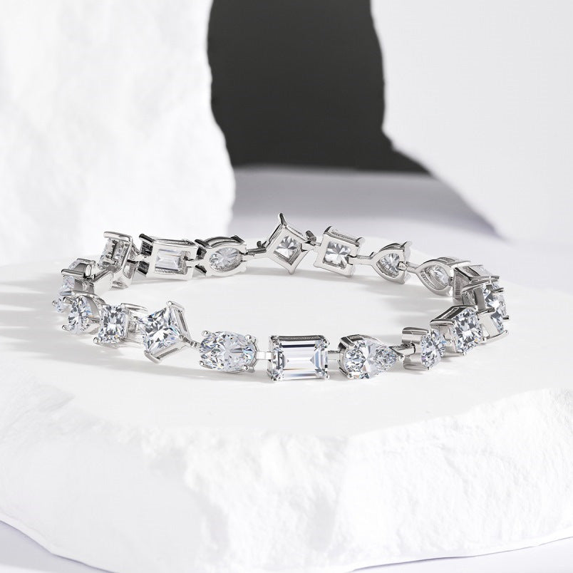 High-end elegant sterling silver full diamond zircon bracelet