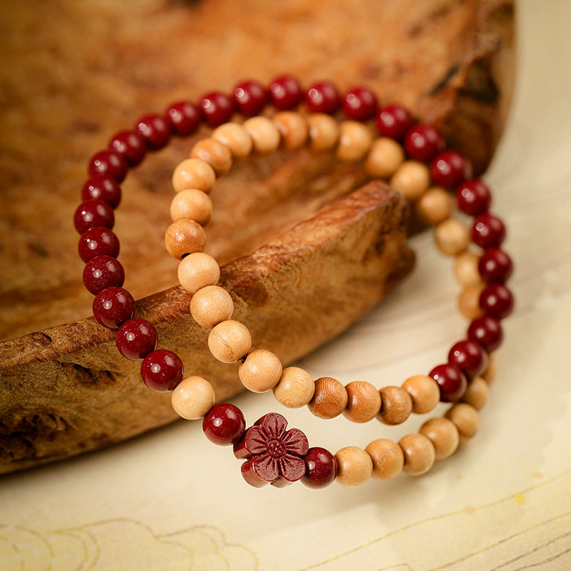 New Chinese style cinnabar purple gold sand bracelet multi-circle peach wood double circle peach blossom bracelet