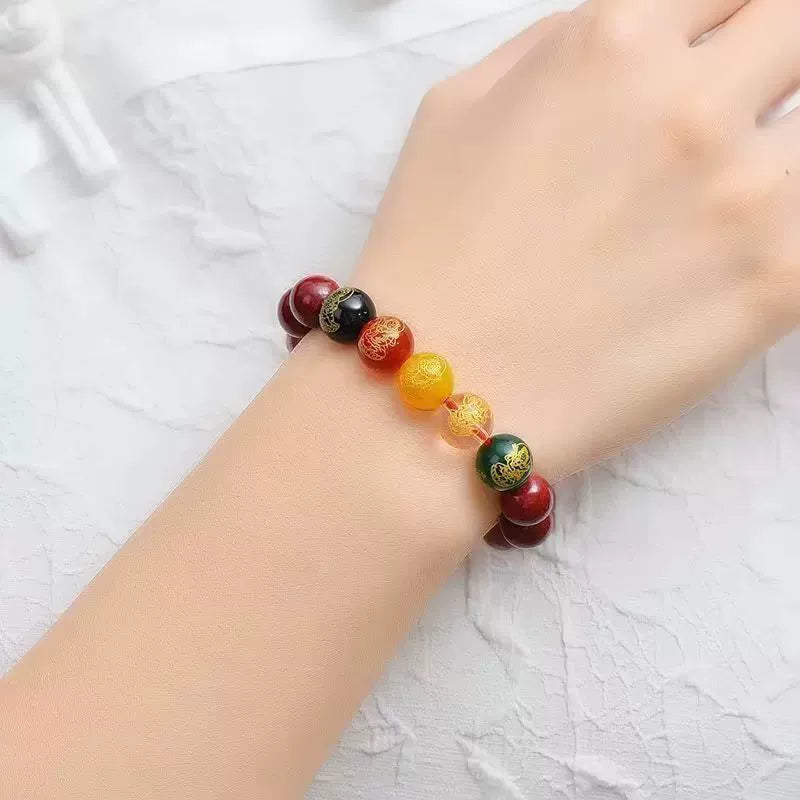 Fashionable new Chinese style cinnabar five-way fortune god bracelet luck beads bracelet