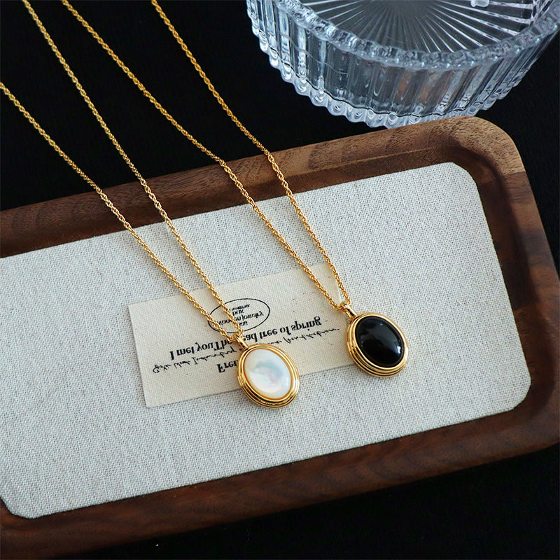 29-Vintage Personalized Black Natural Stone Women's Necklace