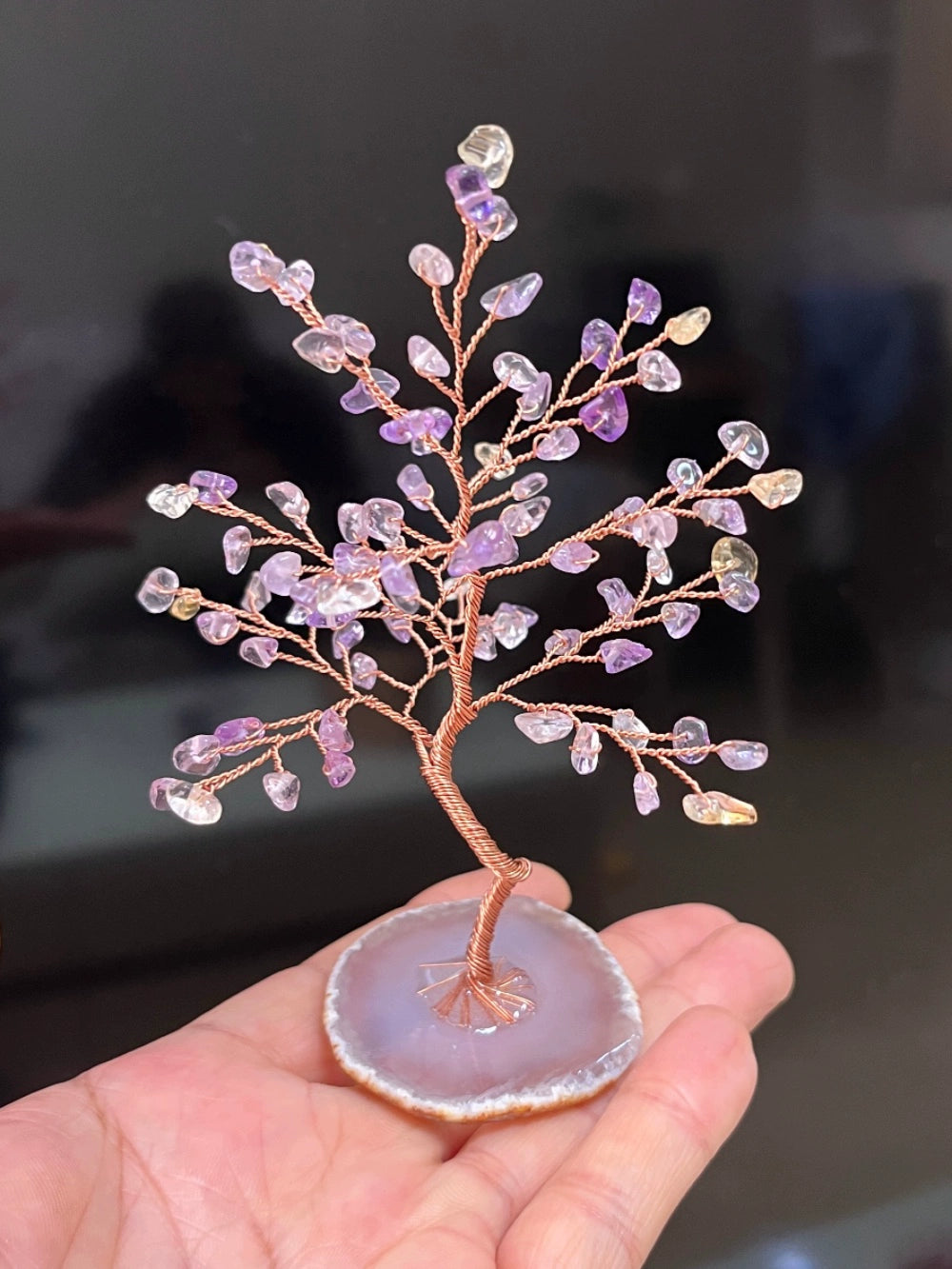 Natural crystal peach blossom fortune tree ornaments