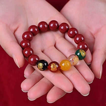 Fashionable new Chinese style cinnabar five-way fortune god bracelet luck beads bracelet