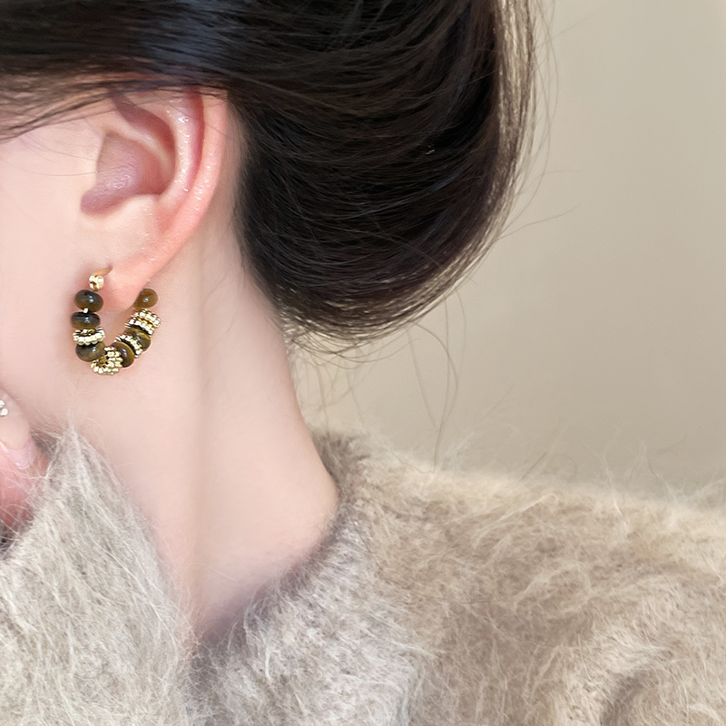 High-end tiger eye stone earrings