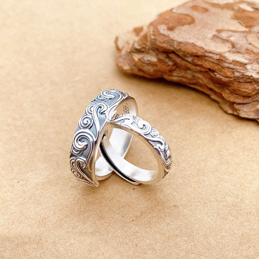 Chinese style vintage sterling silver ring