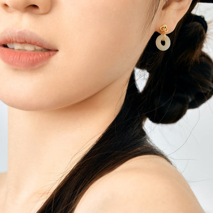 Retro New Chinese Peace Buckle Earrings