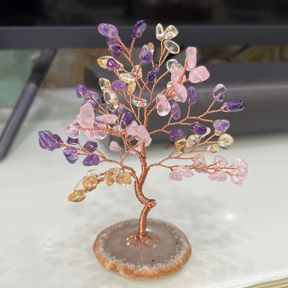 Natural crystal peach blossom fortune tree ornaments