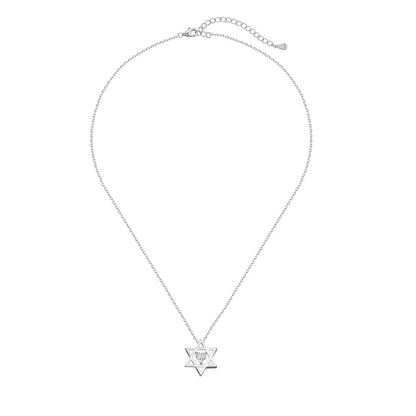 Youthful personality simple inlaid six-pointed star zircon heart necklace