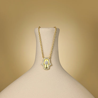 153-Fashion personality palm zircon necklace